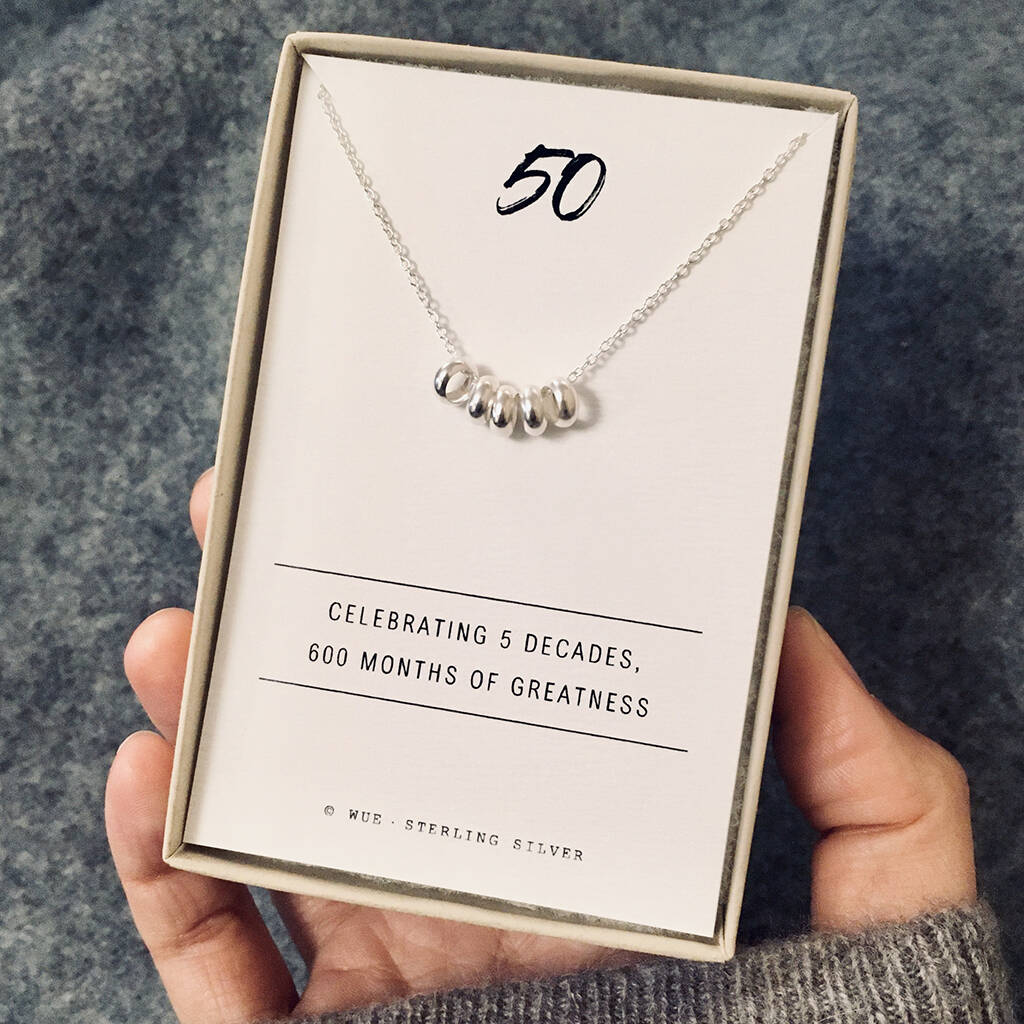 50th Birthday Gift Silver Necklace, 1 of 4