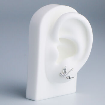 Sterling Silver Dove And Branch Asymmetrical Stud Earrings, 2 of 4