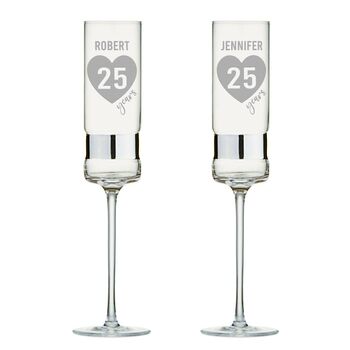 Personalised Silver Anniversary Champagne Flute Set, 4 of 4