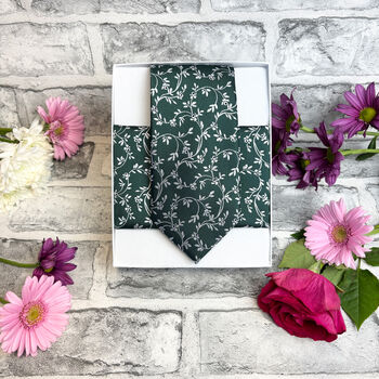 Dark Green Leaves Wedding Tie Set, 6 of 6