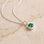 Personalised Sterling Silver May Birthstone Emerald Pendant Necklace, thumbnail 3 of 9