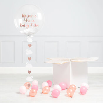 Personalised New Baby Swan Confetti Bubble Balloon, 2 of 3