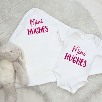 Mini Personalised Babygrow And Blanket Gift Set, 2 of 3