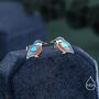 Sterling Silver Kingfisher Stud Earrings, thumbnail 3 of 11