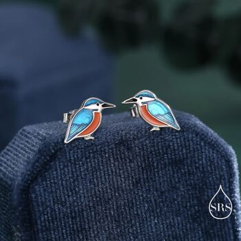 Sterling Silver Kingfisher Stud Earrings, 3 of 11