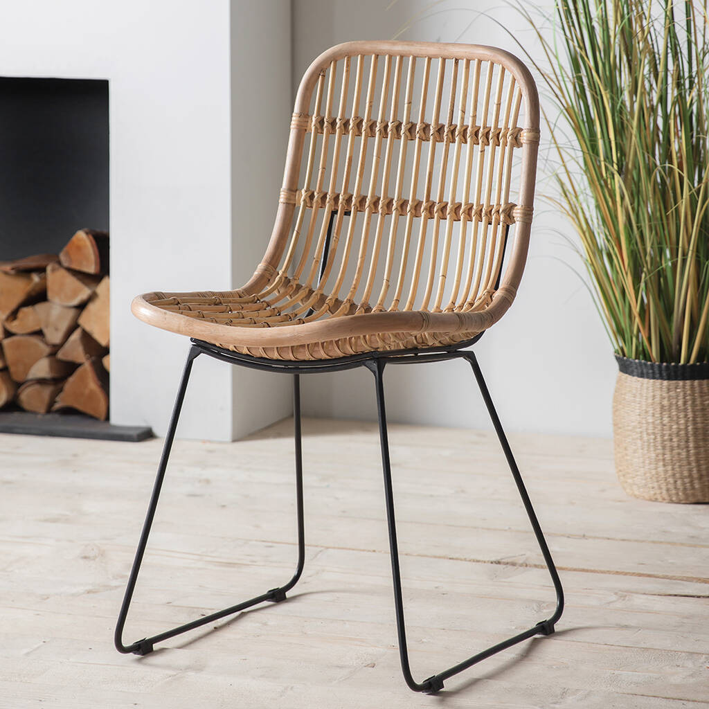 Natural Boho Rattan Dining Chairs Set Of Two By Primrose & Plum