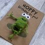 Frog Hoppy Birthday Crochet Birthday Card Handmade, thumbnail 2 of 12