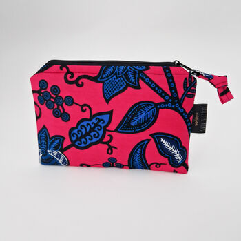 Small African Print Zip Pouch | Pink Omolara Print, 6 of 6