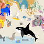 World Map Giclee Print Of Creatures Great And Small, thumbnail 6 of 12