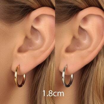 Silver Or Gold 12mm To 24mm Women's Solid Small Hoop Earrings, 7 of 11