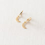 Gold Plated Crescent Huggie Earrings, thumbnail 8 of 10