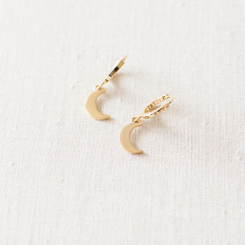 Gold Plated Crescent Huggie Earrings, 8 of 10