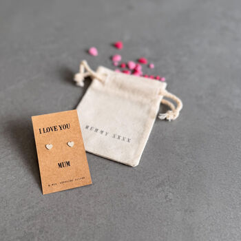 Love You Mum Sterling Silver Heart Earrings, 2 of 12