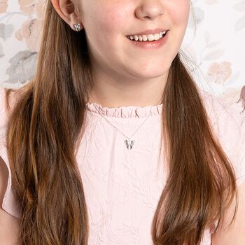 Kids Sterling Silver Gemstone Bow Necklace, 2 of 4