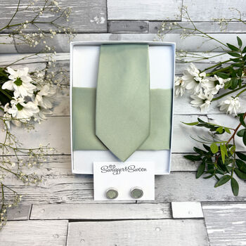 Light Sage Wedding Tie Set, 6 of 10