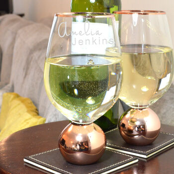 Personalised Rose Gold Stemless Wine Glass, 3 of 3