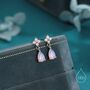 Sterling Silver Four Cz And Droplet Stud Earrings With Opal Pink C Zs, thumbnail 1 of 12