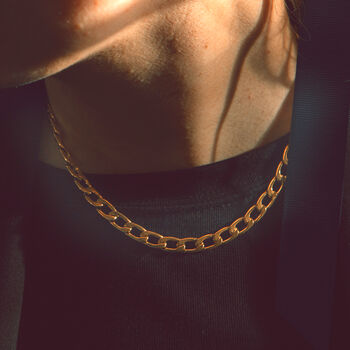 Gold Curb Chain Necklace 18 K Gold Plated, 4 of 9