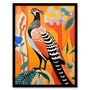 Autumn Pheasant Bird Bright Orange Blue Wall Art Print, thumbnail 5 of 6