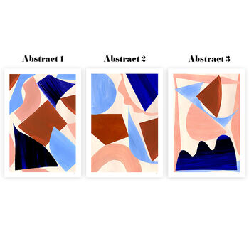 Blue And Pink Abstract Shapes Print Set Of Three, 8 of 12