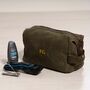 Personalised Initial Men's Waxed Cotton Canvas Wash Bag, thumbnail 1 of 6