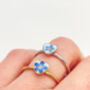 Mini Heart Ring With Real Forget Me Not Flower In Gold Or Silver Waterproof, thumbnail 4 of 10