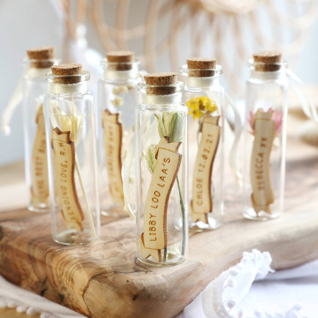 Personalised Dried Flower Glass Bottle By Lisa Angel
