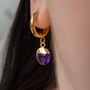 Amethyst Birthstone Hoop Earrings, thumbnail 3 of 10