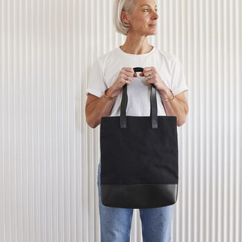 Personalised Canvas And Leather Tote Bag, 4 of 9