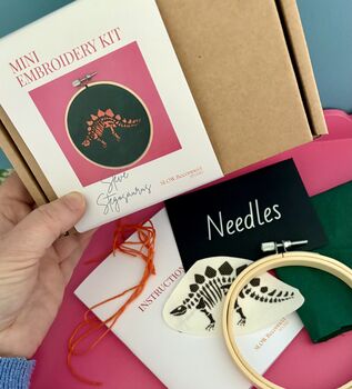 Mini Embroidery Stegosaurus Kit, 4 of 5