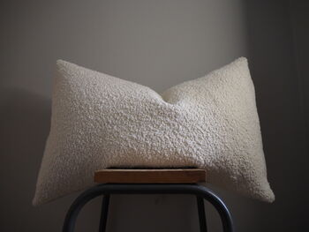White Boucle And Linen Tie Scatter Cushion, 6 of 9