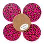 Pink Leopard Print Coasters Set Round Heat Resistant, thumbnail 2 of 7
