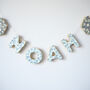 Personalised Blue Floral Clay Custom Name Garland, thumbnail 3 of 4