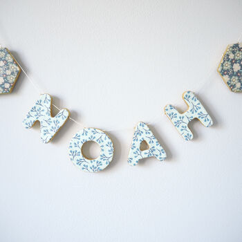 Personalised Blue Floral Clay Custom Name Garland, 3 of 4