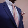 Mens Soft Pink Floral Print Slim Tie, thumbnail 1 of 12