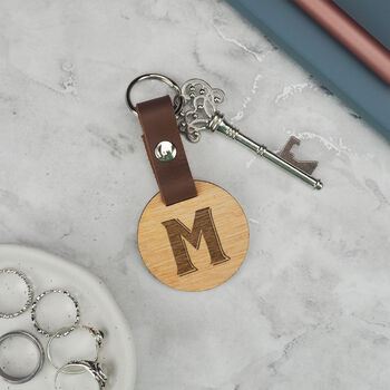 Personalised Wooden Initial Keyring, 6 of 6