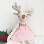 Christmas Linen Ballerina Reindeer Soft Toy, thumbnail 2 of 3