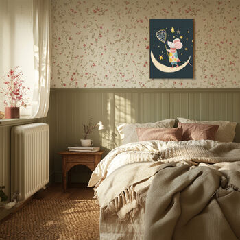 Catching The Stars Mouse Nursery Art Print, 4 of 4