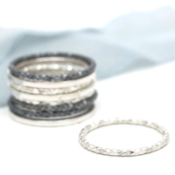 Sterling Silver Dainty Rings. Stackable Ring Set, 4 of 12