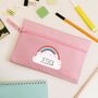Personalised Rainbow Pencil Case In Pink, thumbnail 1 of 2