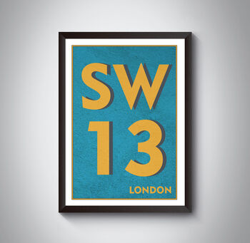 Sw13 Barnes, London Postcode Typography Print, 9 of 10