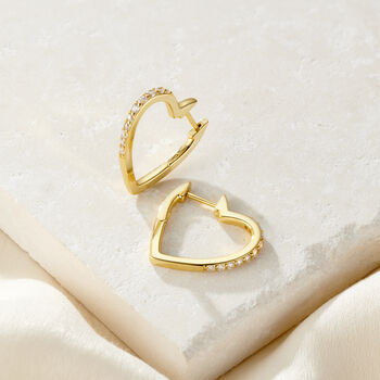 Cz Heart Hoop Earrings, 2 of 3