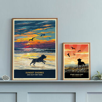 Staffordshire Bull Terrier Limited Edition Beach Sunset Gift Print, 5 of 8