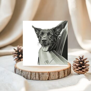 Happy Dog Riding In Car – Hand Drawn Greeting Card, 3 of 6