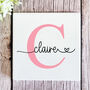 Personalised Pink Porcelain Square Coaster With Intial And Name Gift, thumbnail 1 of 2