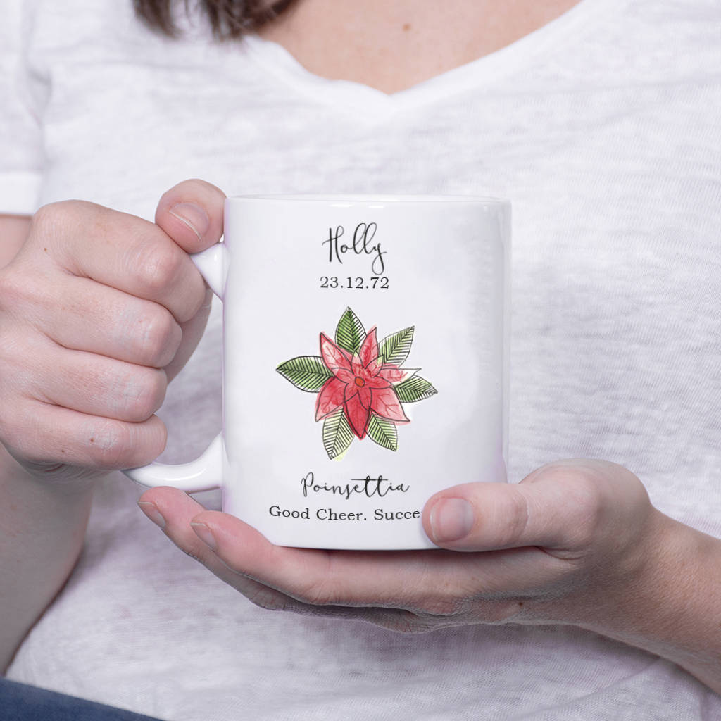 Birth Flower Personalised Water Colour Mug, 1 of 12