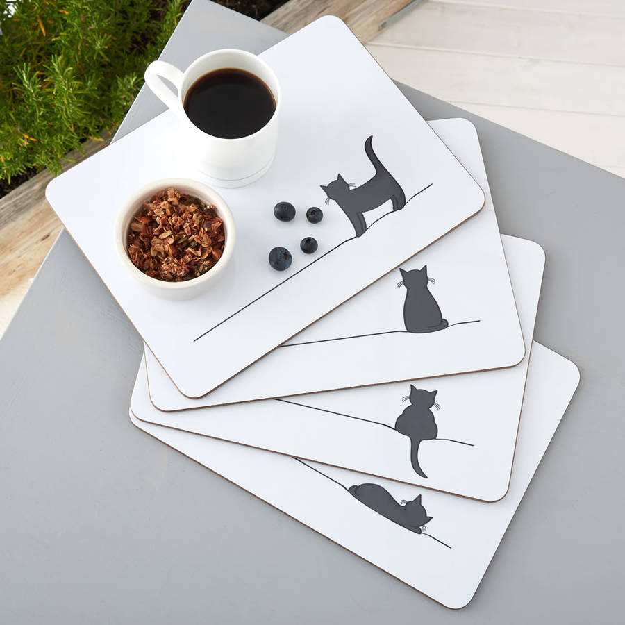 Cat Placemats, Set Of Four By Jin Designs