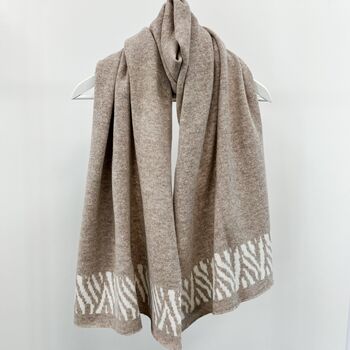 Lambswool Knitted Wrap In Cobble And White, 2 of 3