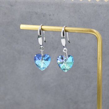 Alexandrite Cz Heart Drop Dangle Earrings In Sterling Silver, 6 of 12
