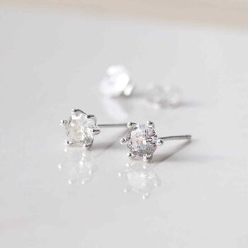 Sterling Silver Cubic Zirconia Stud Earrings, 4 of 5